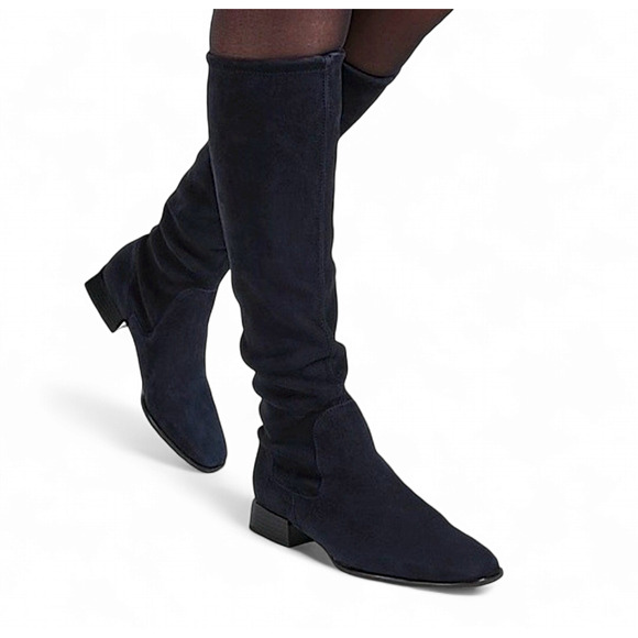 Peter Kaiser US 9 Knee High Riding Boot Women Lyra Black Suede Leather Pull On - Picture 1 of 12